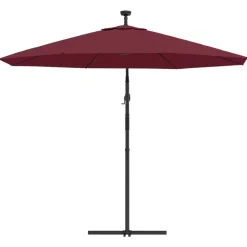 MAISON EXCLUSIVE - Parasol de jardin en porte-à-faux et lumières led mât en acier
