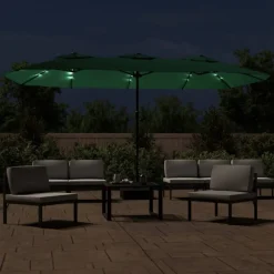 MAISON EXCLUSIVE - Parasol de jardin à double tête avec led vert 449x265 cm