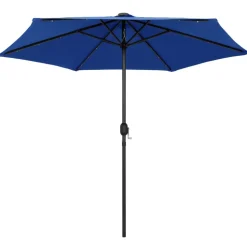 MAISON EXCLUSIVE - Parasol de jardin et lumières led mât en aluminium bleu azuré
