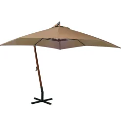 MAISON EXCLUSIVE - Parasol de jardin suspendu avec mât taupe bois de sapin massif