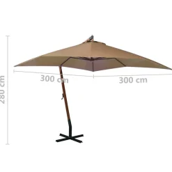 MAISON EXCLUSIVE - Parasol de jardin suspendu avec mât taupe bois de sapin massif