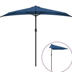 MAISON EXCLUSIVE - Parasol de balcon avec mât en aluminium bleu 270x144x222cm demi