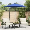 MAISON EXCLUSIVE - Parasol de jardin led mât en acier bleu azuré 225x225x212 cm
