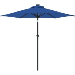 MAISON EXCLUSIVE - Parasol de jardin led mât en acier bleu azuré 225x225x212 cm