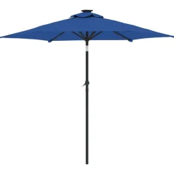 MAISON EXCLUSIVE - Parasol de jardin led mât en acier bleu azuré 225x225x212 cm