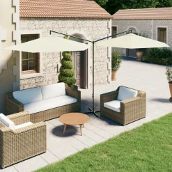 MAISON EXCLUSIVE - Parasol de jardin double avec mât en acier sable 600 cm