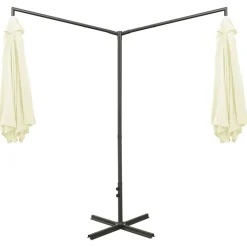 MAISON EXCLUSIVE - Parasol de jardin double avec mât en acier sable 600 cm