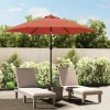 MAISON EXCLUSIVE - Parasol de jardin avec lumières led et mât en acier terre cuite