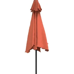MAISON EXCLUSIVE - Parasol de jardin avec lumières led et mât en acier terre cuite