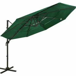 MAISON EXCLUSIVE - Parasol de jardin à 4 niveaux avec mât en aluminium vert 3x3 m