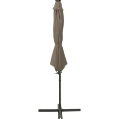 MAISON EXCLUSIVE - Parasol de jardin en porte-à-faux et mât et lumières led taupe