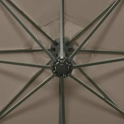 MAISON EXCLUSIVE - Parasol de jardin en porte-à-faux et mât et lumières led taupe