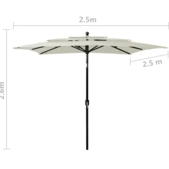 MAISON EXCLUSIVE - Parasol de jardin à 3 niveaux avec mât en aluminium sable
