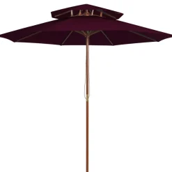 MAISON EXCLUSIVE - Parasol à deux étages avec mât en bois rouge bordeaux 270 cm