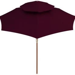 MAISON EXCLUSIVE - Parasol à deux étages avec mât en bois rouge bordeaux 270 cm