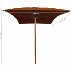 MAISON EXCLUSIVE - Parasol de jardin avec mât en bois terre cuite 200x300 cm