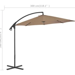 MAISON EXCLUSIVE - Parasol de jardin en porte-à-feux avec poteau en acier taupe
