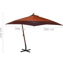 MAISON EXCLUSIVE - Parasol de jardin suspendu avec mât terre cuite bois de sapin