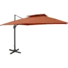 MAISON EXCLUSIVE - Parasol de jardin en porte-à-faux avec double toit terre cuite