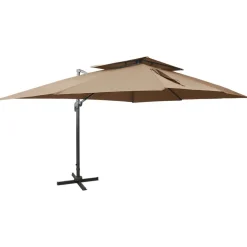MAISON EXCLUSIVE - Parasol de jardin en porte-à-faux avec double toit taupe
