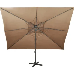 MAISON EXCLUSIVE - Parasol de jardin en porte-à-faux avec double toit taupe