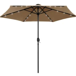MAISON EXCLUSIVE - Parasol de jardin avec lumières led et mât en aluminium taupe