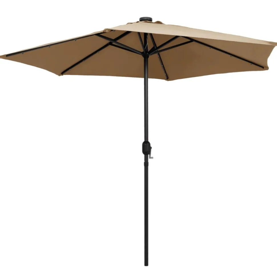 MAISON EXCLUSIVE - Parasol de jardin avec lumières led et mât en aluminium taupe