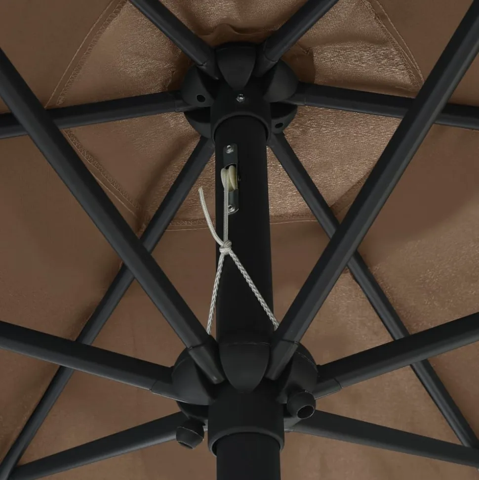 MAISON EXCLUSIVE - Parasol de jardin avec lumières led et mât en aluminium taupe