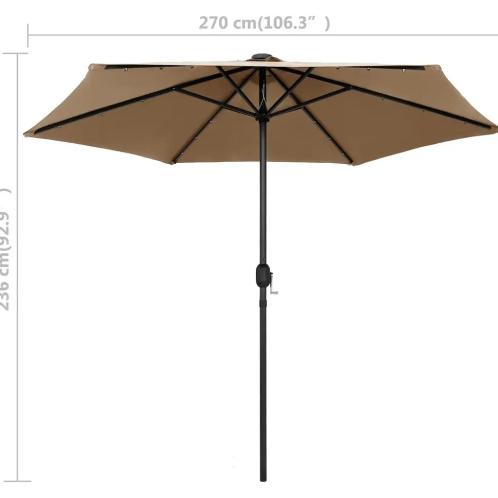 MAISON EXCLUSIVE - Parasol de jardin avec lumières led et mât en aluminium taupe