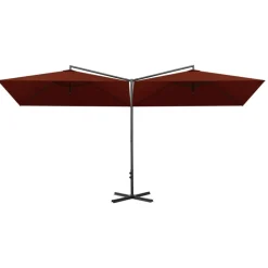 MAISON EXCLUSIVE - Parasol de jardin double et mât en acier terre cuite 600x300 cm