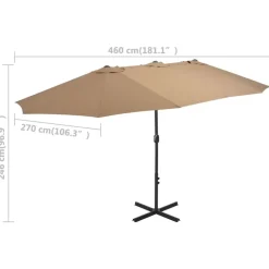 MAISON EXCLUSIVE - Parasol d'extérieur et poteau en aluminium 460x270 cm taupe