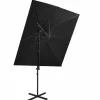 MAISON EXCLUSIVE - Parasol de jardin en porte-à-faux à double toit noir 250x250 cm