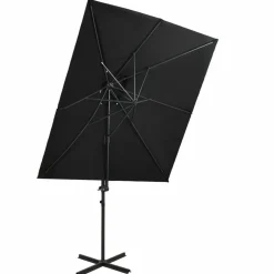 MAISON EXCLUSIVE - Parasol de jardin en porte-à-faux à double toit noir 250x250 cm