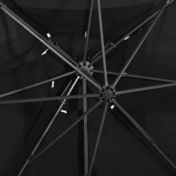 MAISON EXCLUSIVE - Parasol de jardin en porte-à-faux à double toit noir 250x250 cm