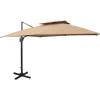 MAISON EXCLUSIVE - Parasol de jardin en porte-à-faux avec double toit taupe