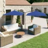 MAISON EXCLUSIVE - Parasol de jardin double avec mât en acier bleu azuré 600x300cm