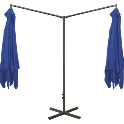 MAISON EXCLUSIVE - Parasol de jardin double avec mât en acier bleu azuré 600x300cm
