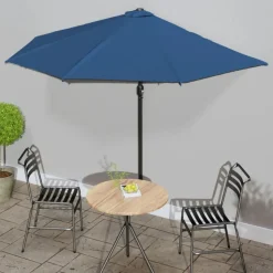 MAISON EXCLUSIVE - Parasol de balcon avec mât en aluminium bleu 300x155x223cm demi
