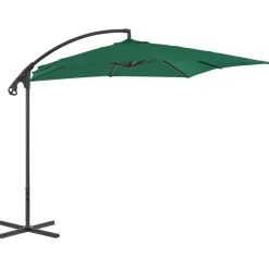 MAISON EXCLUSIVE - Parasol de jardin en porte-à-faux avec mât en acier vert