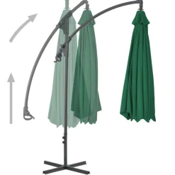 MAISON EXCLUSIVE - Parasol de jardin en porte-à-faux avec mât en acier vert