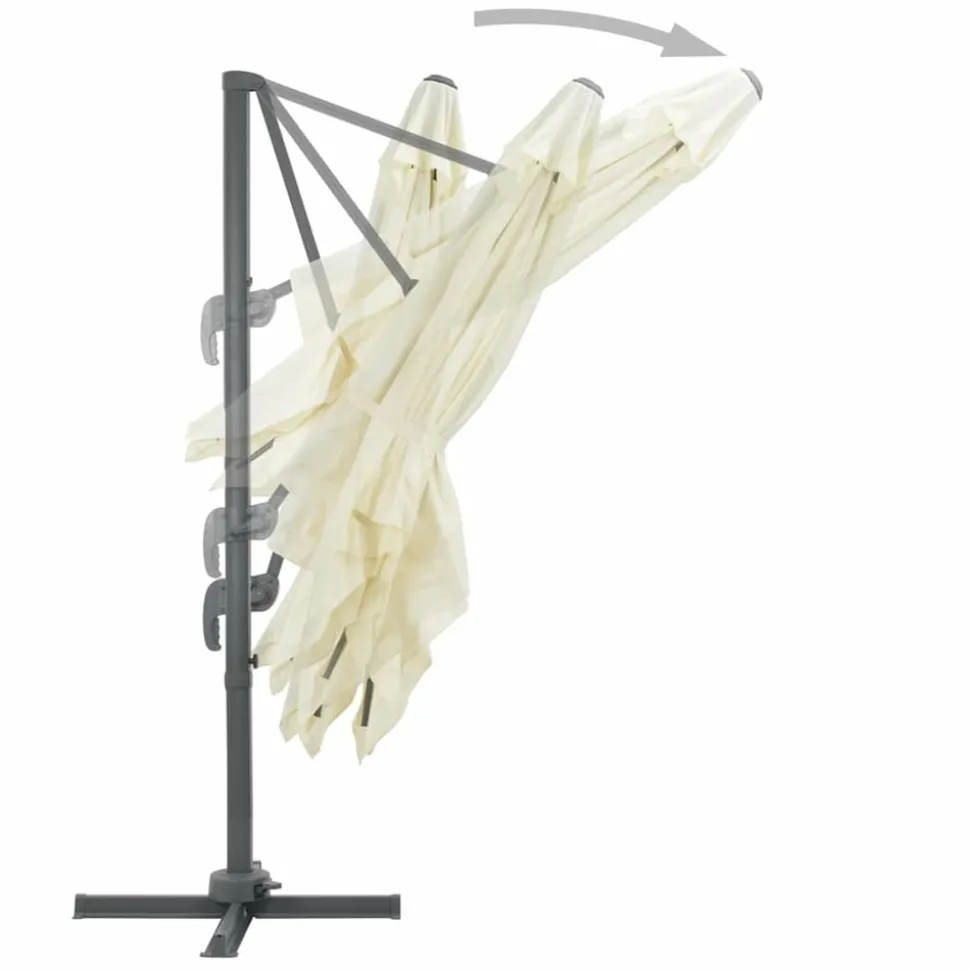 MAISON EXCLUSIVE - Parasol de jardin en porte-à-faux et poteau en aluminium sable