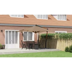 MAISON EXCLUSIVE - Parasol de jardin en porte-à-faux avec mât en bois taupe