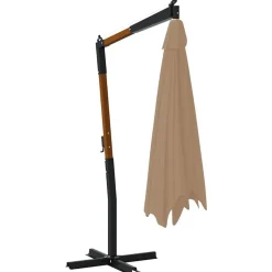 MAISON EXCLUSIVE - Parasol de jardin en porte-à-faux avec mât en bois taupe