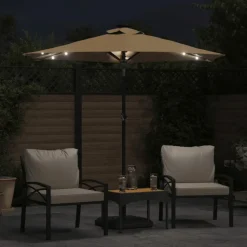 MAISON EXCLUSIVE - Parasol de jardin avec led mât en acier taupe 225x225x212 cm
