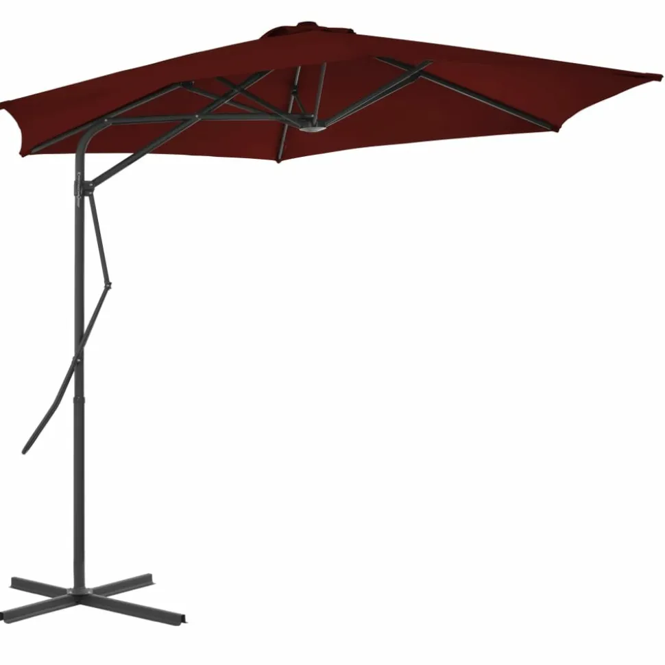 MAISON EXCLUSIVE - Parasol de jardin avec mât en acier rouge bordeaux 300x230 cm