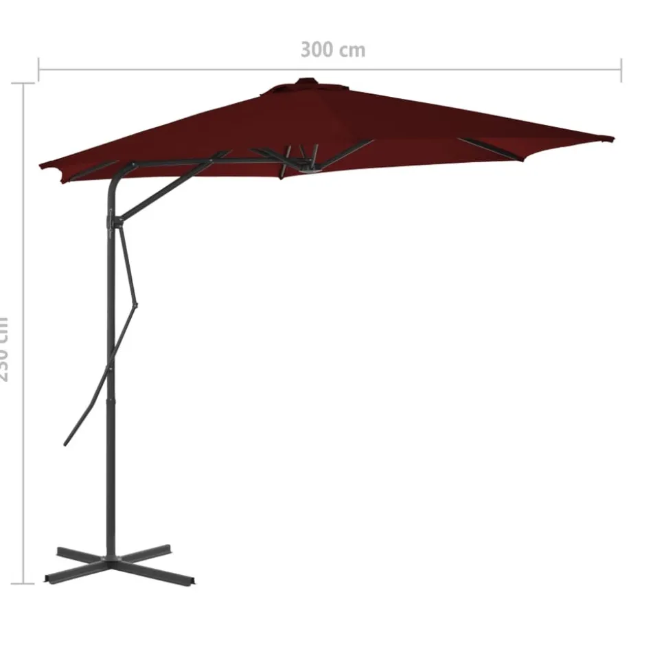 MAISON EXCLUSIVE - Parasol de jardin avec mât en acier rouge bordeaux 300x230 cm