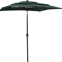 MAISON EXCLUSIVE - Parasol de jardin à 3 niveaux avec mât en aluminium vert 2x2 m