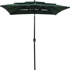 MAISON EXCLUSIVE - Parasol de jardin à 3 niveaux avec mât en aluminium vert 2x2 m