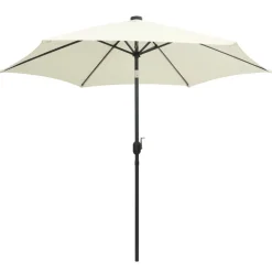 MAISON EXCLUSIVE - Parasol de jardin et lumières led mât en aluminium blanc sable