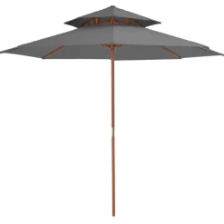MAISON EXCLUSIVE - Parasol à deux étages avec mât en bois 270 cm anthracite